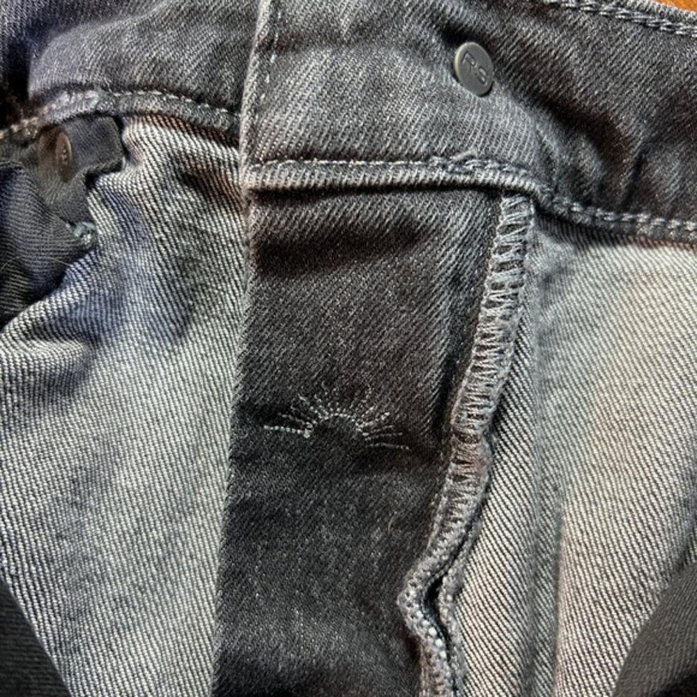 RISING SUN & CO Slim Straight Jeans Mens 38x32 Black Rinse Grunge Stretch Denim - Picture 15 of 15